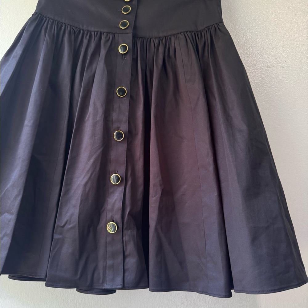 Reiss Black A-Line Skirt with Button Detail - Picture 3 of 11